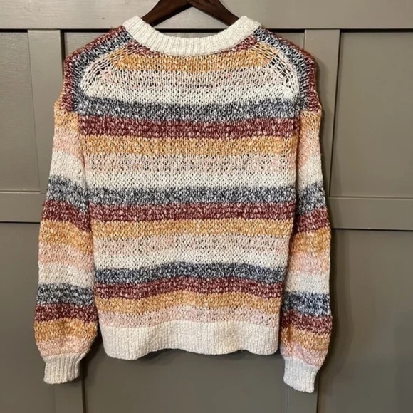 Madewell Baez Pullover Sweater in Rainbow Stripe Alpaca Wool Blend Size XS - Picture 8 of 10